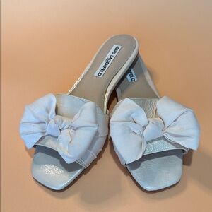 Karl Lagerfeld White Bow Slide Mules